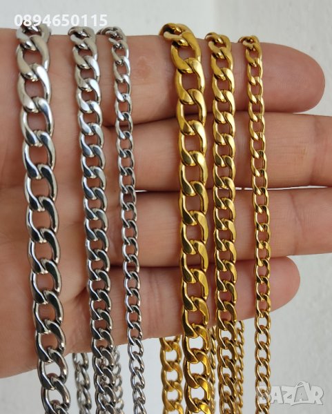 Ланец синджир верижка от медицинска стомана цвят сребро/злато сребърен/златен сребърна/златна 18К, снимка 1