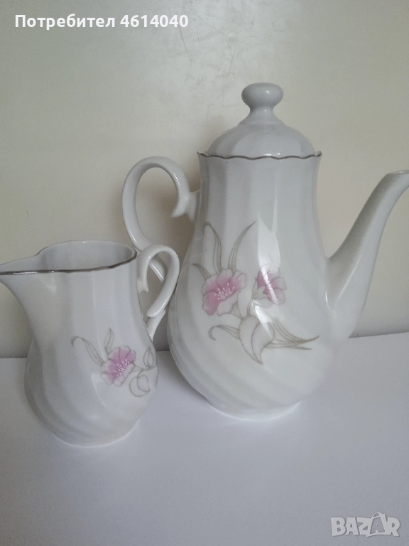 Кана за кафе, Купичка за сметана, Китка, снимка 1