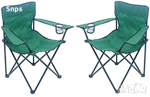 Столове за къмпинг, 2 броя, рибарски столове, тъмнозелени, снимка 1