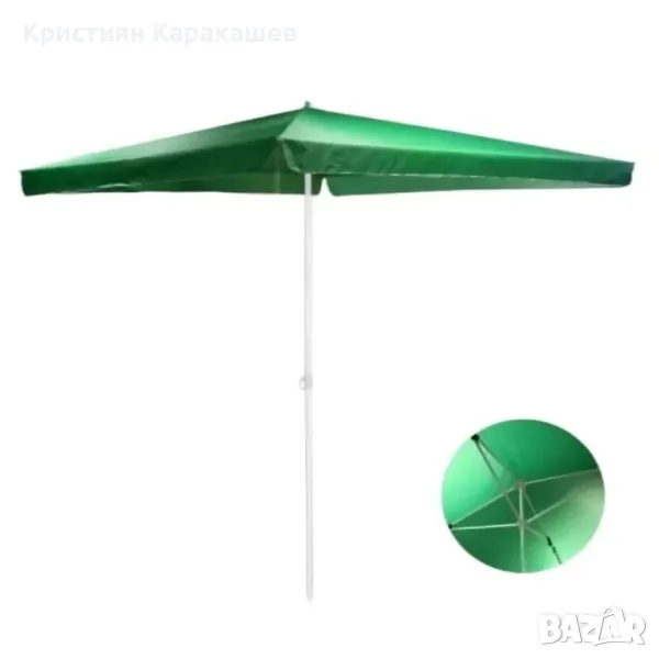 Правоъгълен градински чадър, зелен, 240x260 см, снимка 1