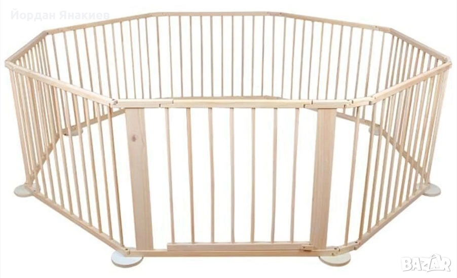 Детска дървена сгъваема ограда/кошара за игра 8 елемента, снимка 1