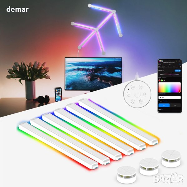 KOBAIBAN LED светлинни панели, смарт стенна лампа, 6 броя, снимка 1