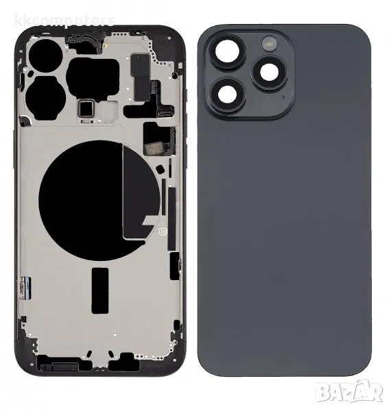 Капак батерия / Задно стъкло Оборудван за iPhone 15 Pro Max 6.7 / Черен / Баркод : 483835, снимка 1