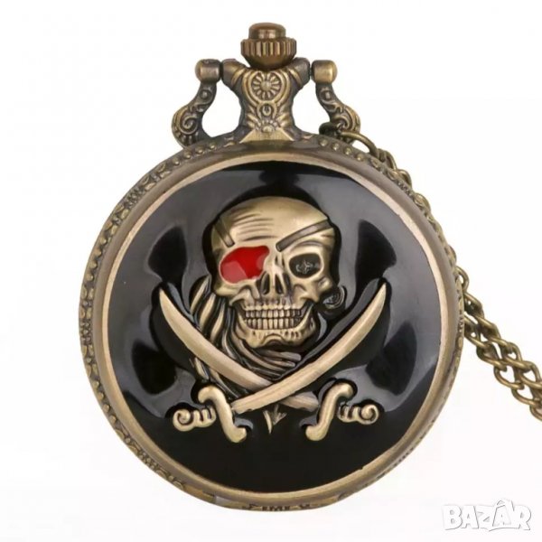 Нов Джобен часовник пиратски череп саби кости корсар черен, снимка 1