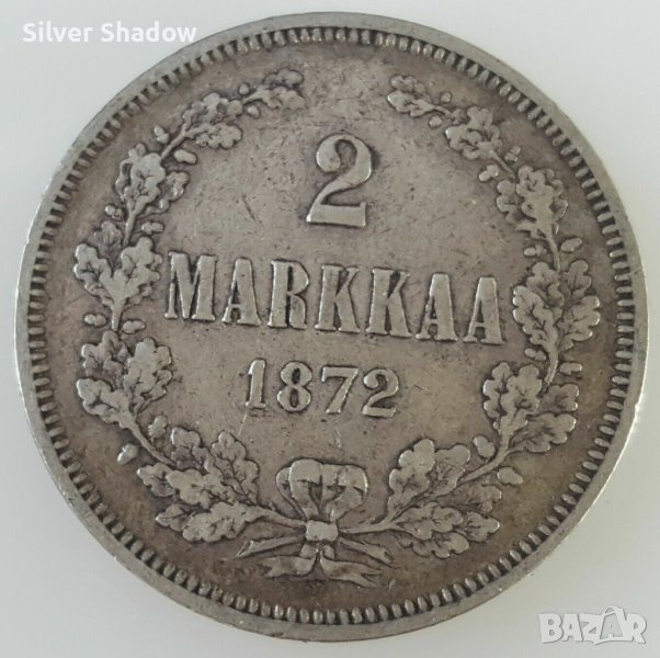 Монета Финландия 2 Марки 1872 г. Александър II /6, снимка 1