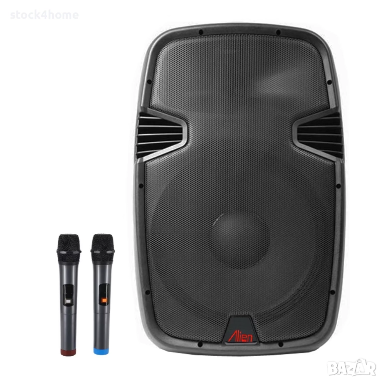Мощна преносима тонколона с батерия, bluetooth, 2 безжични микрофона, 15 инча, 2115ADM-CB Alien, снимка 1