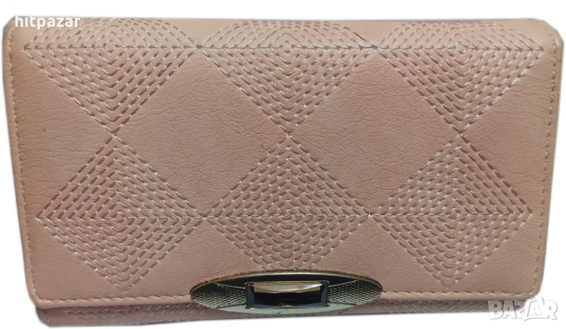 Портмоне с бродерия цвят праскова, снимка 1