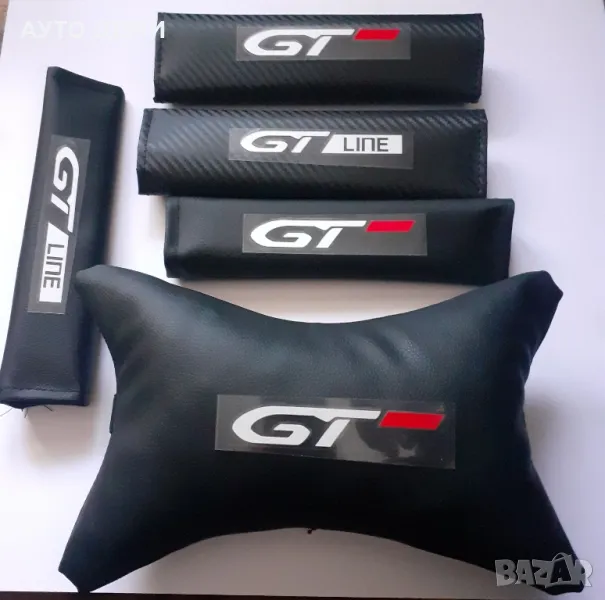 ТОП Цена за 2 бр-19 лв изцяло кожени възглавнички за авто седалка с надпис GT и GT line, снимка 1