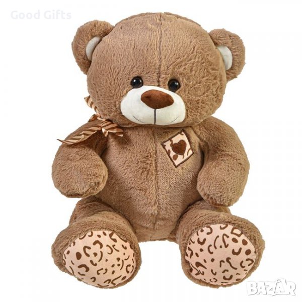 Плюшено мече кафяво с панделка и бродерия 40 см, снимка 1