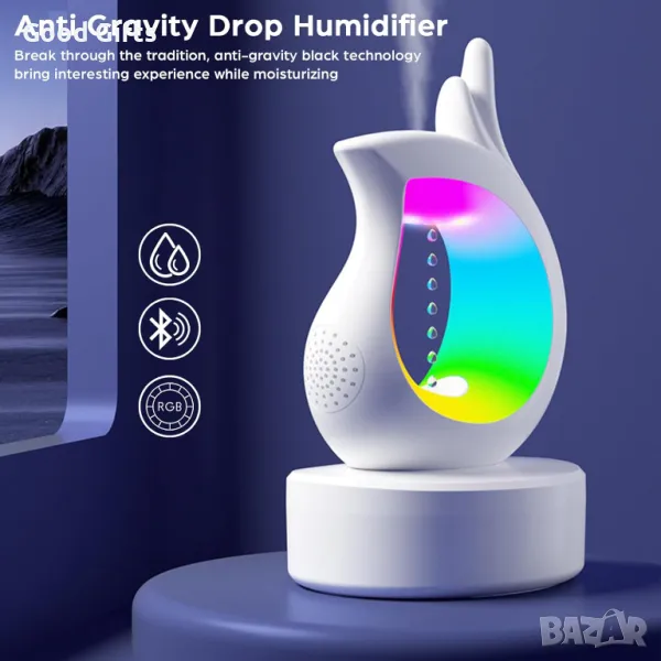 Безжичен Арома дифузер, Bluetooth колонка Овлажнител за въздух с музика и светлина, снимка 1