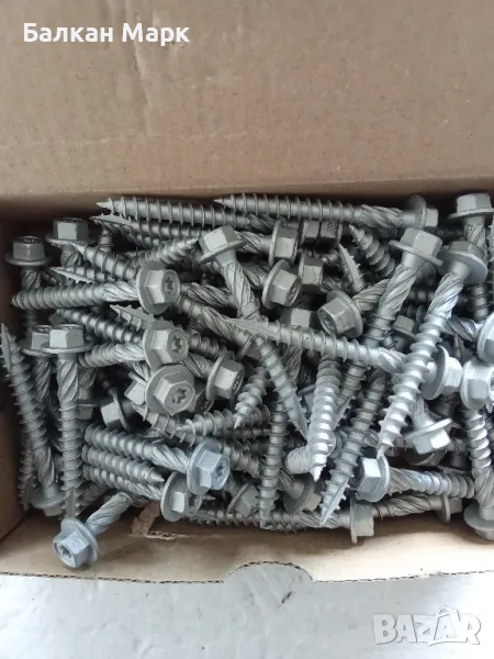 Винт,винтове за дърво,6x50,шестостенна глава,TORX,шайба,връх 17, цинк-ламелно покр.торнадо100бр, снимка 1