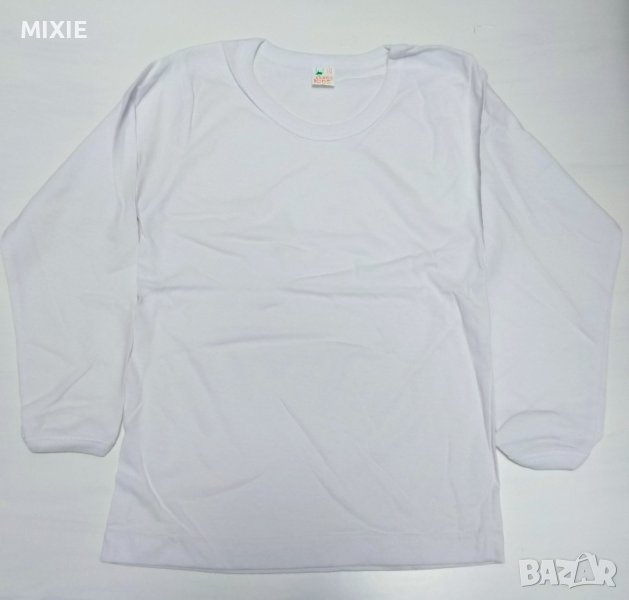 Нова детска бяла тениска с дълъг ръкав, 110/116 см., снимка 1