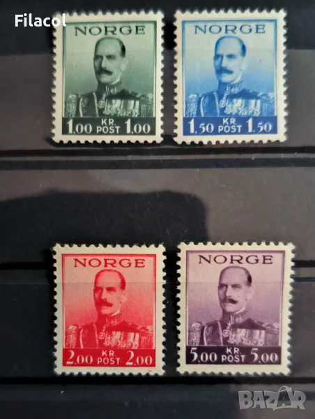 Норвегия 1937 Крал Хокон VII пълна серия MNH, снимка 1