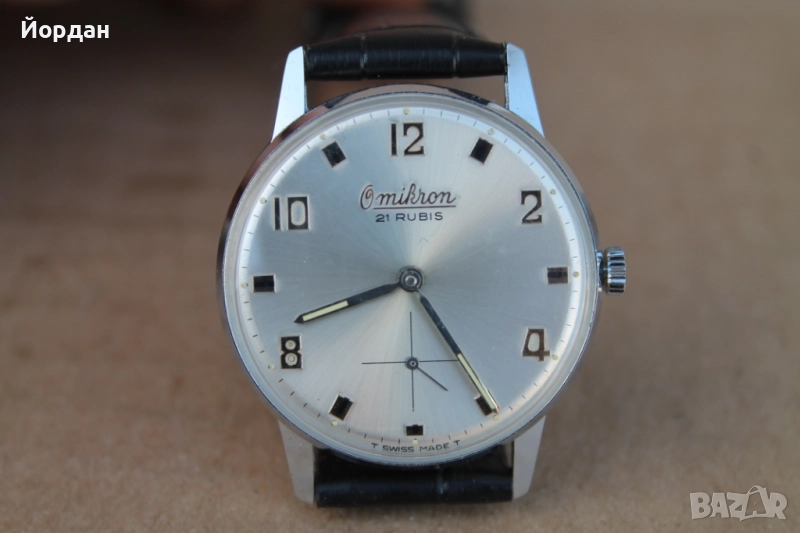 Швейцарски мъжки ръчен часовник ''Omikron'' /21 камъка/, снимка 1