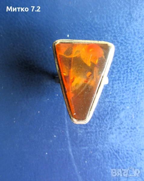 КЕХЛИБАРЕН СРЕБЪРЕН ПРЪСТЕН , снимка 1