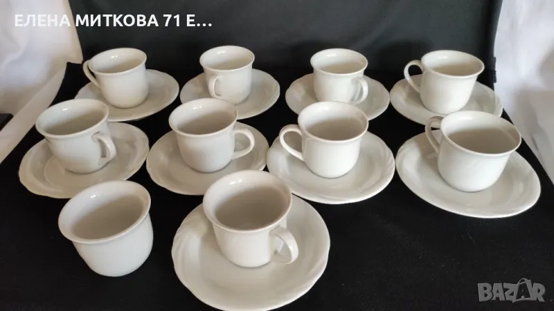 Порцеланови двойни сетове за кафе-бели с релеф, снимка 1