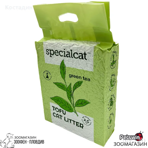 Натурална Соева Котешка Тоалетна/Постелка - 2.5кг - аромат Зелен чай - Special Cat Tofu Cat Litter, снимка 1