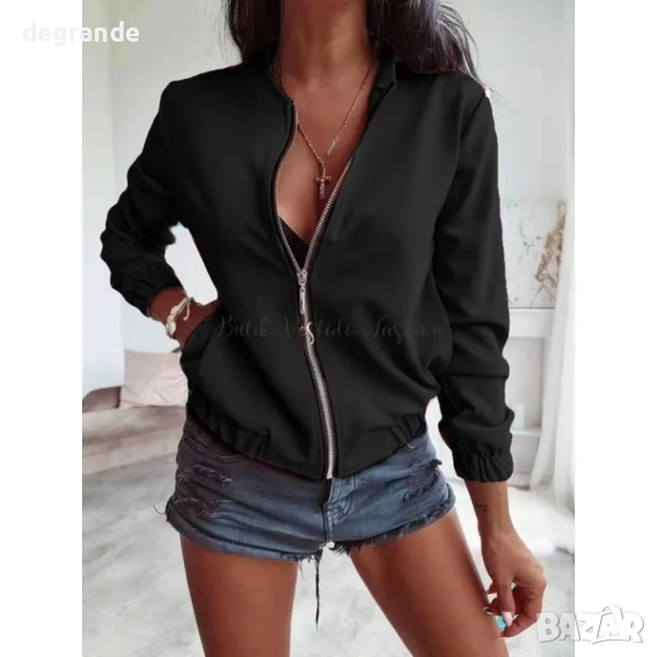 Черно есенно яке с цип, снимка 1