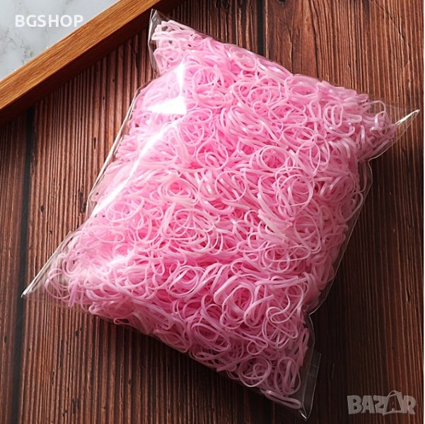 Силиконови ластици за плитки - Розови 1000 броя пакет , снимка 1