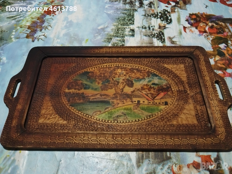 Стар дървен поднос, снимка 1