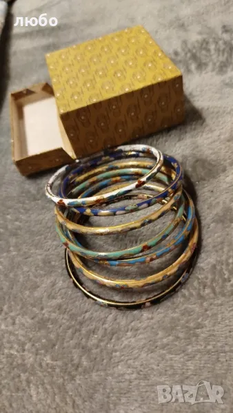 Комплект от 7 Винтидж Флорални Гривни Cloissone цветни Емайлирани Флорални 1940 Китай , снимка 1