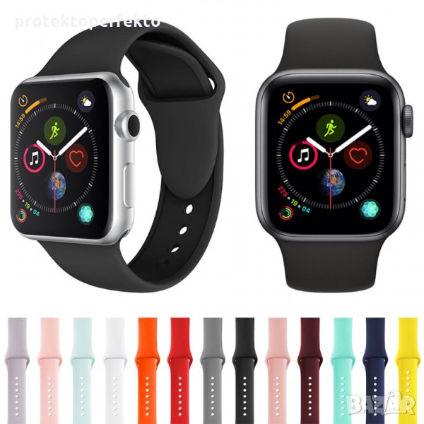 Силиконова каишка Apple watch 7 – 45mm, 41mm черна, Black, снимка 1