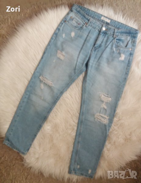 УНИКАЛНИ светлосини накъсани дънки бойфренд , снимка 1