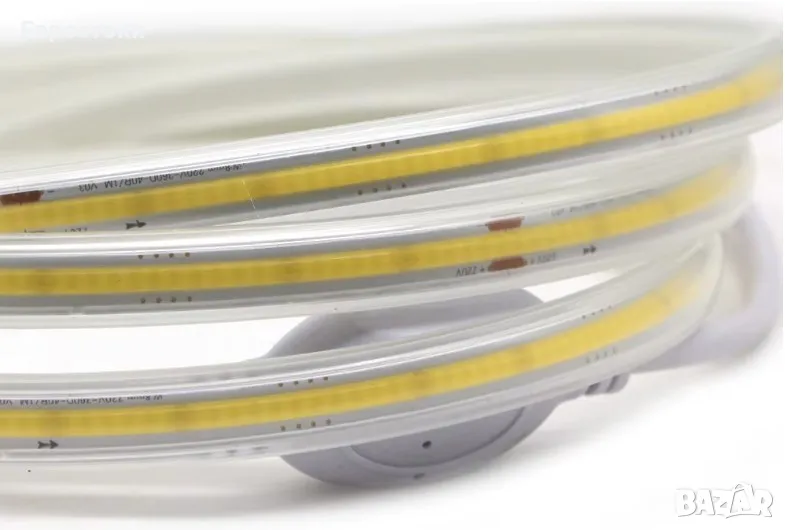 IP67 Водоустойчива COB LED лента, 220 светодиода/м, EU щепсел, 4 метъра, Бяла светлина 6000K-6500K, снимка 1