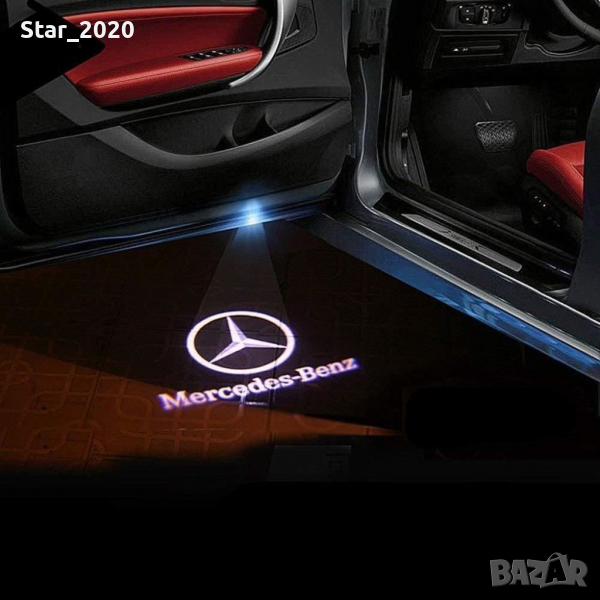 Led плафони с 3d лого на mercedes - за вратите , снимка 1