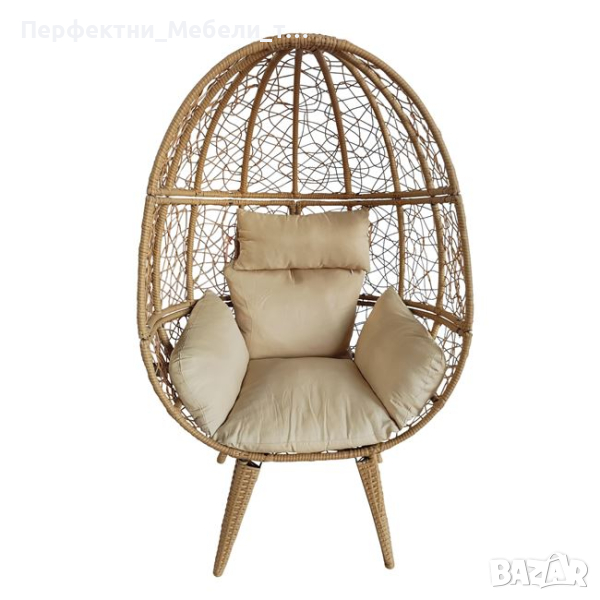 Ратанов релакс кресло-футьойл,ратаново сепаре с  меки възглавници,ратанов диван яйце, снимка 1