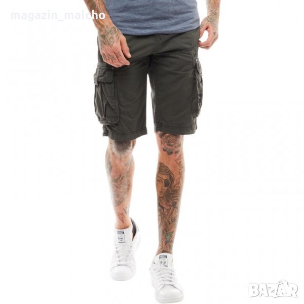 МЪЖКИ КЪСИ ПАНТАЛОНИ – Crosshatch Norbury Twill Cargo Shorts Raven; размер: W30, снимка 1