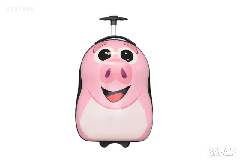 Детски куфар за деца, Поликарбон 31799, Розов с прасенце , снимка 1