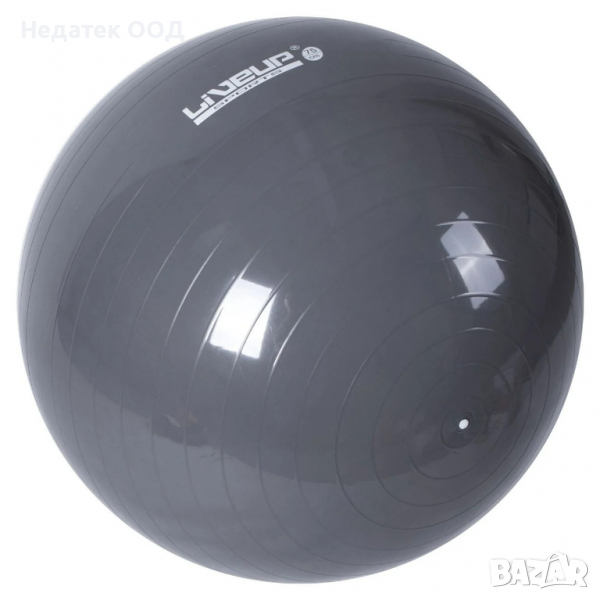 Фитнес топка LiveUp, 75 см, сив, снимка 1