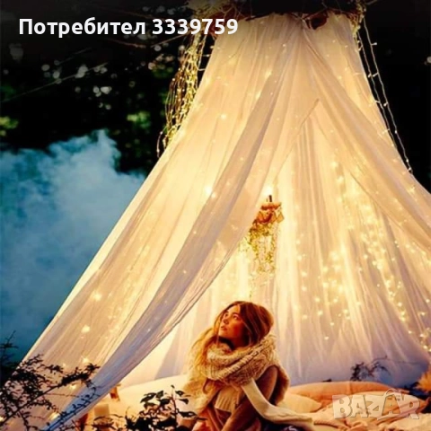 Коледни лампички с 300Led лампи 3 метра на 3 метра ,коледна завеса с дистанционно, снимка 10 - Декорация за дома - 52155883