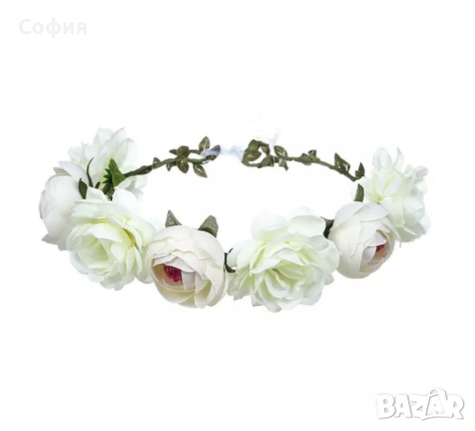 Венче за коса, вдъхновено от красивите рози - бял/червен, снимка 1 - Аксесоари за коса - 44879973