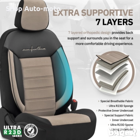 К-т Луксозна Тапицерия Automat-OTOM, Tекстил с еко кожа,COMFORT LINE Design,Бежово-Черна с бежов шев, снимка 9 - Аксесоари и консумативи - 52790876