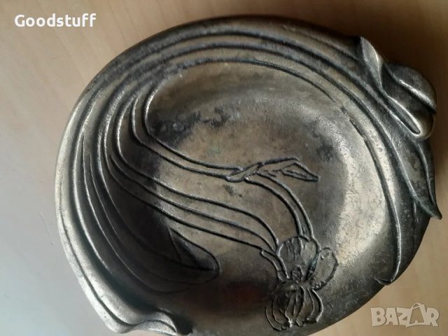 Бронз, арт нуво, флорална тема, чиния

,сьд, снимка 5 - Декорация за дома - 48652298