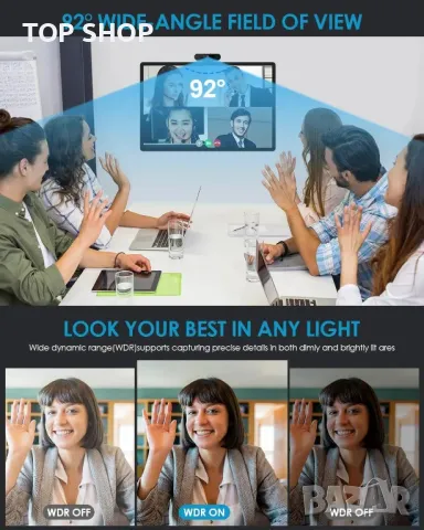 MOERTEK 4K UHD уеб камера, WDR, AI проследяване, вградени двойни микрофони с шумопотискане, снимка 7 - Друга електроника - 49444095