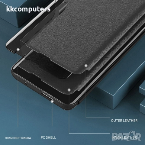 Защитен Кожен калъф със Стойка за Samsung Galaxy A17 5G / A17 4G | Протектор в Комплекта | Цвят: Чер, снимка 14 - Калъфи, кейсове - 52198639