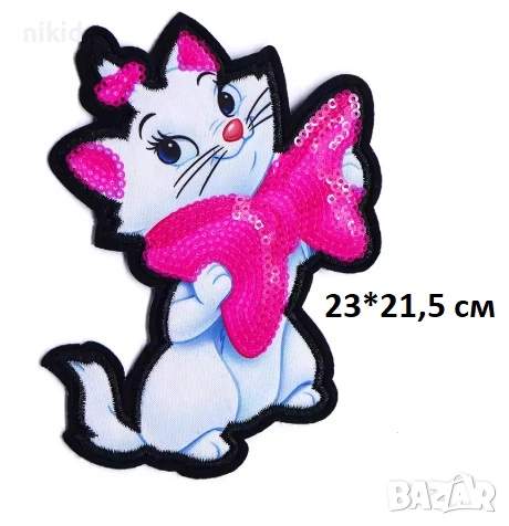 Коте Мари Marie Cat с пайети апликация с пайети за дреха дрехи самозалепваща се нашивка , снимка 2 - Други - 52915848