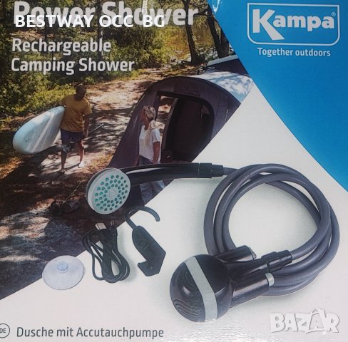 Къмпинг душ акумулаторен USB, преносим, ак "Kampa" rechargeable campingshower with submersible pump , снимка 11 - Палатки - 37287190