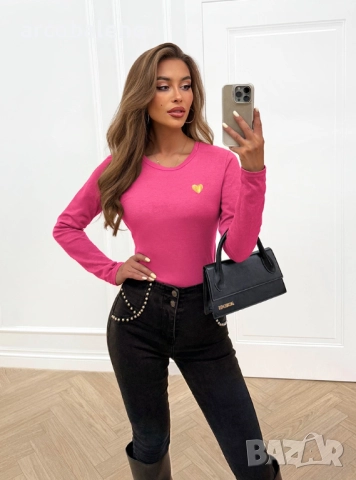 Дамска тениска с дълги ръкави и декоративен принт Burnice, 5цвята , снимка 12 - Тениски - 51792409