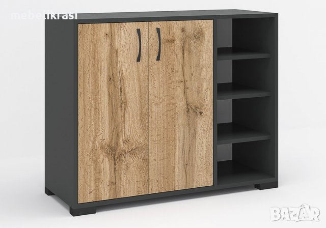 Модулно портманто Денвър Конфигурация 3 - гардероб, огледало, шкафчета, Дъб вотан / Антрацит, снимка 8 - Портманта - 39789484