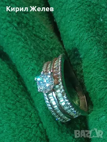 СКЪПОЦЕНЕН СРЕБЪРЕН ПРЪСТЕН СРЕБРО 925 с БЯЛА ПОЗЛАТА и ФАСЕТИРАНИ ЦИРКОНИ и МОЙСАНИТ КАМЪНИ 36964, снимка 14 - Пръстени - 49981842