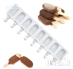 8 малки ескимо сладолед Popsicle Попсикъл молд силиконова форма калъп за направа на десерти