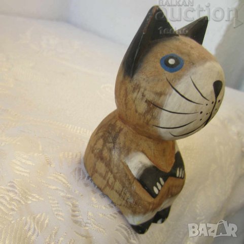 седнало дървено коте котка фигура, антилопа, човек, моливник пепелник дивак, фигури дървени, снимка 3 - Статуетки - 28882709