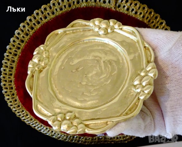 Бронзова чиния,лоза,грозде,210 гр.. , снимка 5 - Антикварни и старинни предмети - 36675200
