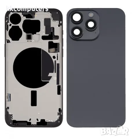 Капак батерия / Задно стъкло Оборудван за iPhone 15 Pro Max 6.7 / Черен / Баркод : 483835