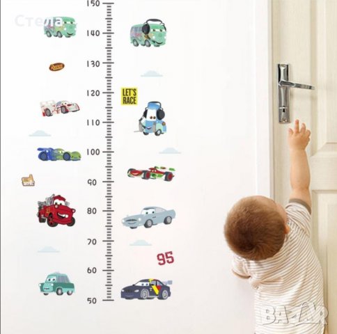 Детски стенен стикер Количките със скала за измерване ръста на детето , снимка 3 - Други - 33183413