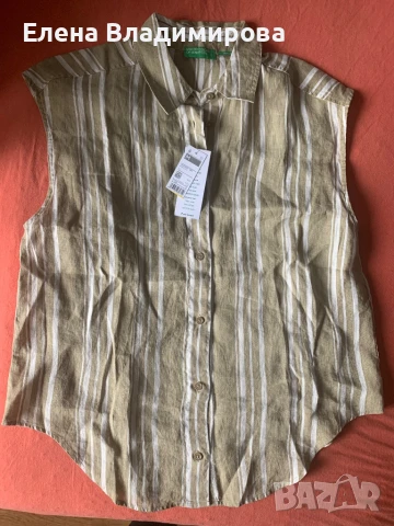 Ленена риза Benetton, снимка 2 - Ризи - 51386874